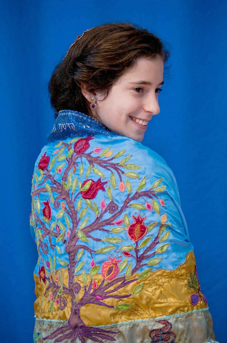 custom tallit closeup Tree of Life