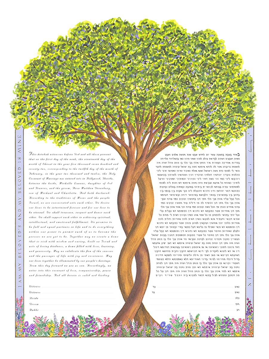 Intertwining-Tree-Ketubah-Preint-Floral-Border
